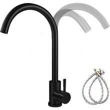 Grifo de Cocina, Grifos para Fregadero de Cocina de Acero Inoxidable de 360, Mezclador de Cocina con 2 Patrones de Rociado, Mezclador de Fregadero de Cocina Extrable para Agua Caliente y Fra - Negro-S2-1 - Ver 2