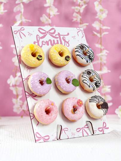 1set 26*35cm Pink Bow Wooden Donut Display Stand,Suitable For 9 Donuts,Pink Bow Birthday Party Decoration,Rack Household Donut Display Rack Party Food Placement Rack,Dessert Holder,Party Donut Cake Holder Board,Bow Party Decor,Wedding Bridal Shower Babyshower Party Dining Room Table Decorations,Friend Gatherings Kitchen Cooking Stand,Home Decor