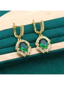 مجموعة مجوهرات أنيقة مكونة من 5 قطع مرصعة بالزركونيا المتلألئة - أخضر عتيق، قلادة، سوار، خاتم وأقراط - مثالية لعيد الحب، الزفاف والهدايا، مجوهرات عتيقة، أفضل هدية لعيد الميلاد