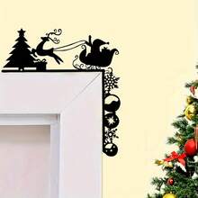 Christmas Reindeer Sleigh Metal Door Frame Decor - Freestanding Holiday Accent For Fireplace, Desk & Bookshelf - Perfect For Parties & Gatherings