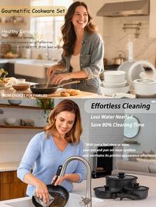 17PCS Pots And Pans Set With Detachable Handle, Nonstick Cookware Set With Removable Handle, Non Stick Pot And Pan Sets PFOA Free, Induction Cookware Set For Home Cooking - Multicolor - View 7