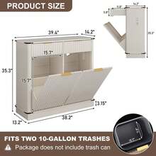 Double Tilt Out Trash Cabinet,Fluted Laundry Hamper Cabinet With 2 Drawers And Charging Station 20 Gallon Wooden Hidden Garbage Can Cabinet For Kitchen & Living Room Arc Design - White - View 2