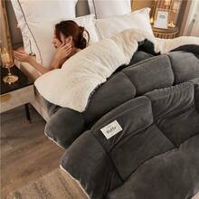 豪华厚冬季被子 - 超柔软超细纤维填充，适合所有季节的绗缝纯色羽绒被，可机洗 - 非常适合卧室、酒店和客房（不含枕套）