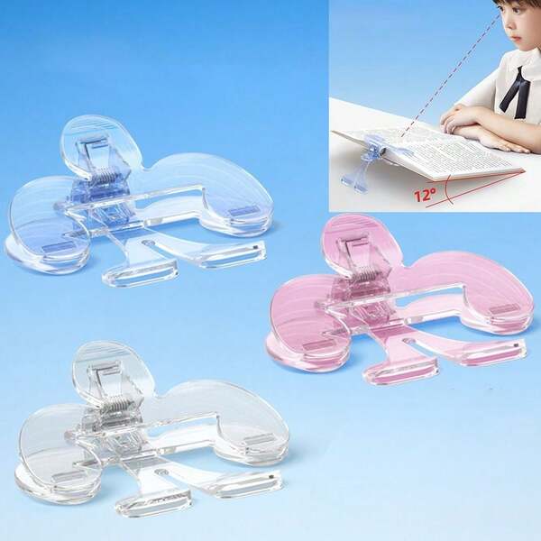 Fixed Book Clips Plastic 12° Reading Bookmark Holder Anti- Transparent Book Holder Easy To Read For Student Learning Tools