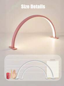 1 pieza Lámpara de uñas en forma de media luna de 14.1 pulgadas/20.4 pulgadas en blanco/rosa, lámpara de escritorio USB, adecuada para iluminación de arte de uñas comercial, tocadores, mesas de manualidades, mesitas de noche y aplicación de protectores de pantalla de teléfonos móviles.