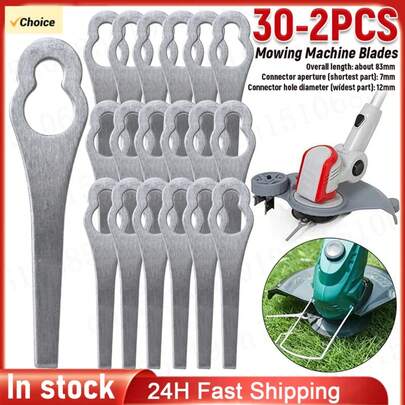 30-2Pcs Cuchillas de Desbrozadora de Metal, Cuchillas de Repuesto para Cortar Césped, Cuchillas para Máquina de Segado, Accesorios de Herramientas Eléctricas de Jardín