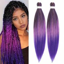 Długie fioletowe warkocze, wstępnie rozciągnięte syntetyczne przedłużki do warkoczy, fioletowe przedłużki do włosów na imprezę sceniczną, kostium na Halloween i Boże Narodzenie