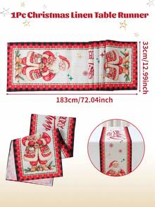 1 件圣诞亚麻桌旗，圣诞快乐桌布，圣诞老人图案，183 * 33 厘米圣诞桌布，圣诞快乐装饰，圣诞派对用品，圣诞装饰，家居圣诞装饰，圣诞礼物，圣诞厨房用品 - 彩色 - 查看 5