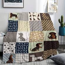 Super Soft Cute Dachshund Prints Flannel Printed 3D Blanket, As Birthday Gifts, Family, Wedding, Souvenir Blankets, Polyester Blankets Suitable For All Seasons, Washable, Machine Washable, Lightweight, Breathable, Comfortable, Warm, Unique, 280gsm For Him, Her Personalized Ideal Gifts For Her, Him, Family, Boyfriend, Girlfriend, Father, Family, Mother, Lover, Daughter, Son, Grandfather, Grandmother, Friend, Classmate, Pet.   Perfect Nap, Camping, Travel, Home, Daily Life, Office Decoration, Birthday, Anniversary, Valentine's Day, Thanksgiving, Christmas, Halloween, Mother's Day, Father's Day, Wedding, New Year Gifts ,Sofa,Bed,Car,Bedroom,Living Room,Office,  Outdoor Camping, Beach,Wall Decoration - 多色27 - 查看 3