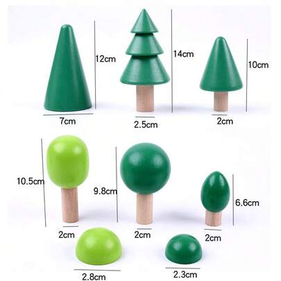 8 piezas de decoración de arte y artesanía de mini bosque de madera, adecuado para decoración de habitación o sala de estar, cultiva la imaginación de los niños