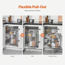 Kitchen Cabinet Organizer With 2 Levels And 4 Shelves, Chrome-Plated Carbon Steel Storage Basket, Left And Right Opening, Minimum Door Opening Width 60 Cm - Aufbewahrungskorb für Blindschränke, verchromter Stahl, 2-stöckig, 86 x 50 cm - Xem 4