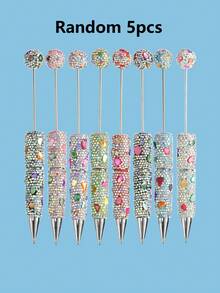 1/3/5/10pcs Multi-Color Luxury Full Crystal Ballpoint Pen With Smooth Black Ink, Creative DIY Jewelry Pen For School, Office, Study, Gift - Bead Pen - View 13