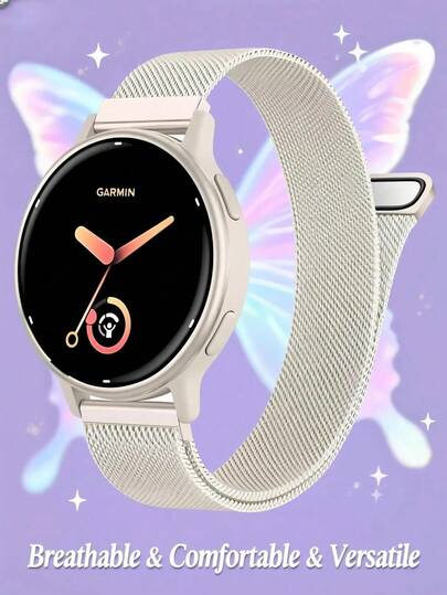 18mm 20mm 22mm Metal Band Compatible With Garmin Smartwatch, Stainless Steel Mesh Strap For Vivomove 3S/Style/Luxe/Sport//3, Vivoactive 5/6/4/4S/3, Venu 3S/3/2S/2/2 Plus/Sq/Sq 2, Forerunner 35/45/45S/55/245/255/255S/265/265S/645/735XT/745/935/945/945 LTE/965, Fenix 5/5 Plus/6/6 Pro/7 Series, Epix Gen2, Instinct 1/2, Enduro/Enduro 2, Approach S12/S40/S42/S62, Descent Mk1/Mk2/Mk2i/Mk3 Watch Bands For Women Men