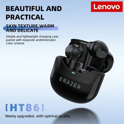 Lenovo Écouteurs sans fil Lenovo Erazer HT86, écouteurs intra-auriculaires avec graves puissants et microphone antibruit, convenant pour le jeu, le fitness, l'écoute et l'exercice