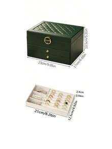 3-Layer Large Capacity Jewelry Box, PU Leather With Lock Jewelry Storage Box, Desktop Drawer Storage Box, Vanity Organizer Box, Women's Accessory Gift Box, Ring, Necklace, Bracelet, Earring Storage Box, Jewelry Accessory Storage Container. - Multicolor - View 8