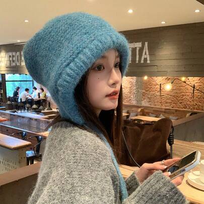 Balaclava Hat Bag Hat Dual-Use Plush Lei Feng Hat Autumn Winter Warm Hat  Warm Ear Protection Hat For Women