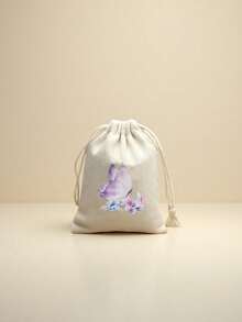 6件/1件亚麻蝴蝶抽绳迷你礼品袋，轻巧休闲可爱，粉色和紫色蝴蝶图案，附零钱包。这款多功能派对礼品袋非常适合迎婴派对、生日、主题庆典、圣诞节和万圣节。 - 米色 - 查看 13