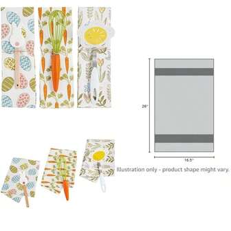 Mud Pie Spring Towel And Utensil Set, ; 26" X 16.5"(Carrots Small)