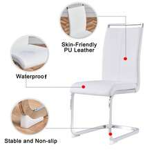 Cantilever Chair, Chrome-Plated Metal Frame, Maximum Load 120 Kg, Soft Padding And Faux Leather Upholstery, White. (Set Of 4) - White - View 8