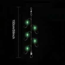 5件套夜光钓组，手工制作，带倒刺鱼钩，适用于海钓和淡水钓鱼 - 彩色 - 查看 5