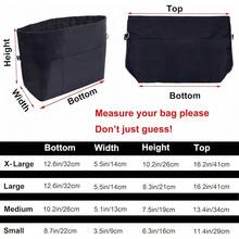 Handbag Tote Purse Organizer Insert Bag Liner Shaper Pocketbook Divider Zipper 11 Pockets Medium Black - Black - View 2