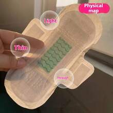 50 piezas de mini almohadillas, cómodas y transpirables, toallas sanitarias universales de 200 mm con alas, ultra delgadas y transpirables - Blanco - Ver 4