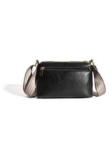 Vintage Soft Leather 3-Layer Zipper Shoulder Crossbody Bag, Simple & Versatile For Middle-Aged Women - Black - View 6