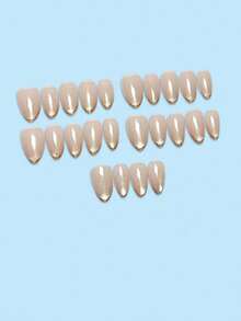 Bộ 24 miếng dán móng tay màu nude hạnh nhân bóng mắt mèo + 1 miếng gel thạch + 1 miếng đệm móng, bộ dụng cụ làm móng tay đơn giản cổ điển dưỡng ẩm sang trọng - Nhiều màu - Xem 4