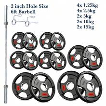 Shark Power Gear Tri Grip Weight Plates (Pair & Sets) – Compatible With 2 Inch Barbell (4ft / 5ft / 6ft / 7ft) – Full Home Gym Strength Kit - A - Ver 53