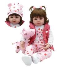 Realistic Baby Doll With Clothes And Stuffed Giraffe Silicone - Pink - View 5