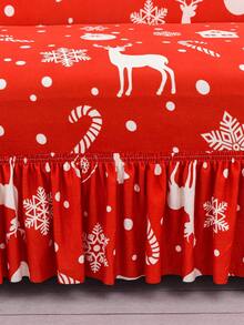 1pc Milk Silk Ruffled Sofa Cover With Anti-Slip Elastic, Decorative Christmas Print, Fits 1/2/3/4 Seater Sofa, Suitable For All Seasons - Multicolor - View 12