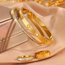 4pcs Luxury Stainless Steel Bracelets, Subtle And Elegant, Suitable For Work, Commute Or Gathering With Friends - Multicolor - View 2