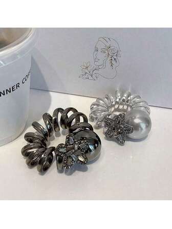 1 件/2 件星空水钻螺旋发带，女士发带发饰马尾辫发圈发圈橡皮筋发绳弹性发带