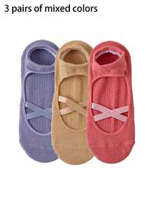 1/3/6 Pairs Random Solid Color Women Yoga Socks, Suitable For Pilates, Aerobics, Home, And Gift - Multicolor - View 16