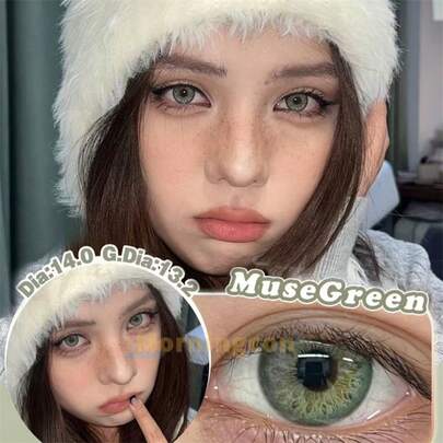 Sonora Green Contact Lens Small Diameter Myopia Colored Natural Contact Lenses 2 Pieces Summer Gift For Grils Eye Make Up Yearly Beauty