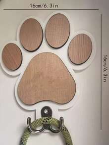 Wieszak ścienny na smycz dla psa w stylu farmhouse, drewniany pazur, organizer na klucze i akcesoria do rustykalnego wystroju domu, spersonalizowany uchwyt na smycz dla psa, wieszak na smycz z odciskiem łapy z litego drewna, wieszak ścienny w stylu farmhouse z grawerowanym imieniem zwierzaka, dekoracyjne znaki i tabliczki z imieniem zwierzaka, prezent dla właścicieli psów