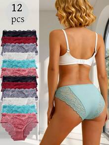 6/12/18 Pack Women's Cotton Stretch Lace Bikini Panties Multipack Breathable Soft For Valentine's Day Halloween Parties Dates Womenswear Bridal 2 Piece Sets Women,Outfits,Matching Pajama Set Couple,Halloween Costumes For Women>Sexy,Halloween Costumes For Women,Fallhalloween Costumes Tights - 彩色 - 查看 2