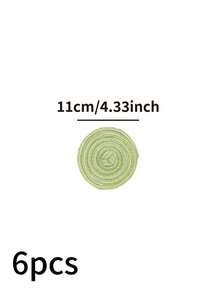 1/4/6/12pcs Bohemian Style Woven Placemats, Round Solid Color Dining Table Mats For Kitchen, Bowls, Cups, Suitable For Holidays, Parties, Birthdays, Vintage, Countryside, Outdoor, Home Decor, All Seasons - Green - View 14