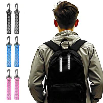 1/2个反光钥匙扣，高可见度反光条，耐用双面PVC自行车装饰，包包挂件，在黑暗环境中清晰可见，适用于户外运动、跑步、骑行、通勤、工作、骑行活动