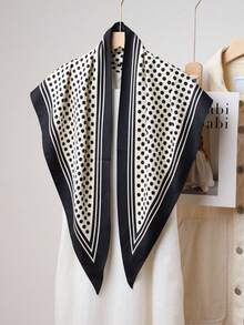 1 chiếc khăn tam giác giả lụa chấm bi phong cách retro tối giản dành cho nữ, có thể dùng làm khăn quàng cổ hoặc khăn choàng. - Nhiều màu - Xem 8