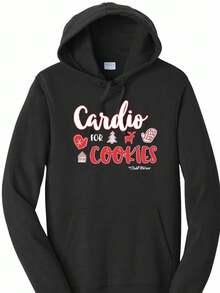 Cardio For Cookies - Hoodie, ClubFitwear, Cute Winter Hooded Sweatshirt (2c74) - Black - View 1