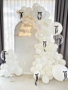 75 个气球和 20 个蝴蝶结、白色花环气球拱门套装、黑色蝴蝶结派对装饰、18 英寸 10 英寸 5 英寸白色气球，适用于派对装饰、婚礼、新娘送礼会、周年纪念、生日派对、蝴蝶结装饰、情人节、家庭生日派对、拍照装饰、公主生日派对装饰、送礼会、单身派对装饰、网红户外拍照装饰 - 彩色 - 查看 6
