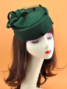 1pc Elegant British Style Wool Felt Hat, Luxury Mesh Design, Fashionable & Versatile, Minimalist , Exquisite Craftsmanship, Unique Design, Skin-Friendly, Suitable For Home, Outings, Gatherings, Work, Business, Flight Attendant