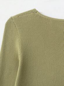 YROOE Fashionable Women's Autumn/Winter Slim Fit Elegant Solid Color Knitted Long Sleeve Top, European & American Style