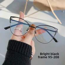 1/2 副女士复古猫眼金属框架时尚蓝光眼镜适合日常阅读和通勤 - 紫金框變色片 - 查看 4