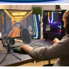 Studio Microphone Tripod Stand With Shock Mount, Adjustable Height, Pop Filter, And Flexible Gooseneck, For Clear Recording, Lightweight ABS Design, Suitable For Singers And Podcasters