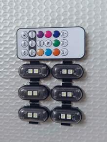 GLANBERT 1 set Luce di segnalazione mini a LED RGB per moto, luce di segnale con telecomando, luce di avvertimento impermeabile per auto, drone