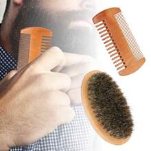 Set de Cepillo y Peine de Barba de Madera para Hombres con Cabello Grueso - Tamaño Pequeño - Multicolor - Ver 4