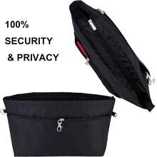 Handbag Tote Purse Organizer Insert Bag Liner Shaper Pocketbook Divider Zipper 11 Pockets Medium Black - Black - View 5