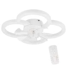 homefire Ventilatore da soffitto a LED con illuminazione - Ventilatore da soffitto silenzioso con telecomando, dimmerabile, lampada da soffitto per soggiorno, timer a 6 velocità, lampada da ventilatore bianca per camera dei ragazzi, ufficio, cameretta dei bambini